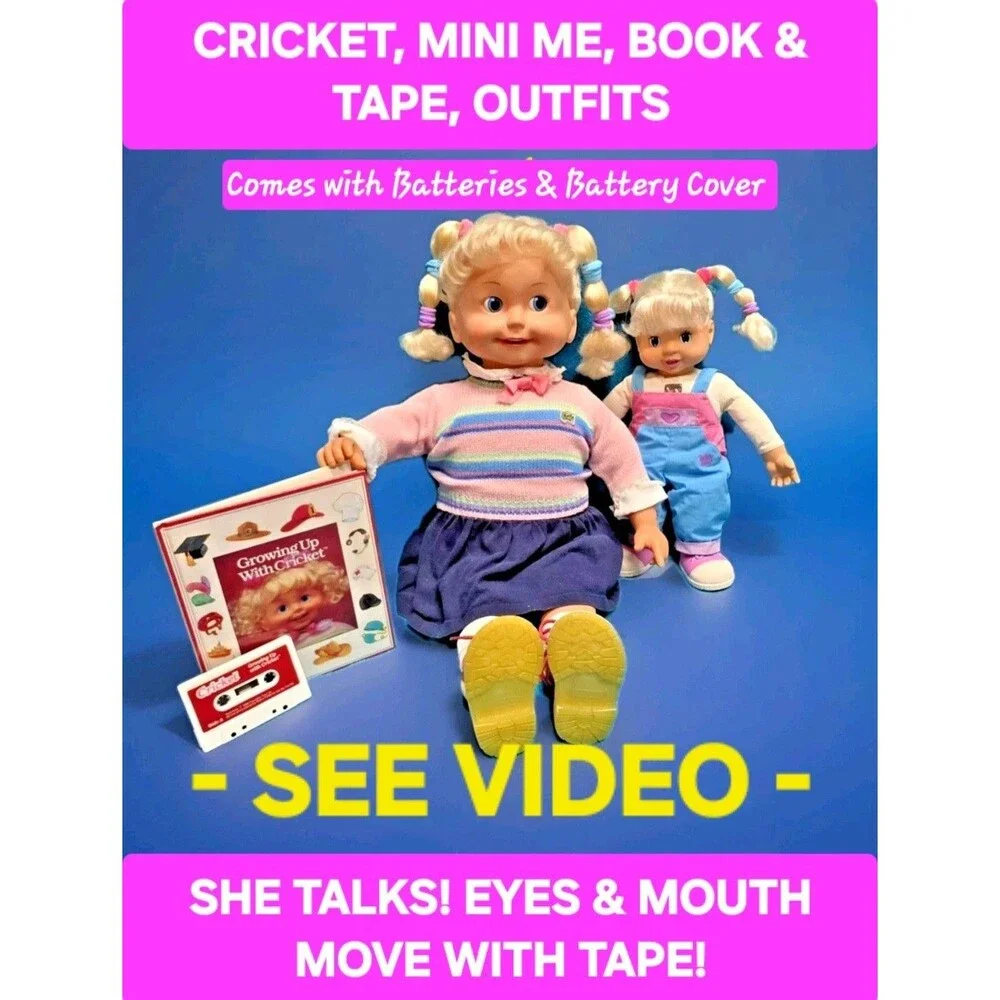 1986 PLAYMATES Doll 🎀 CRICKET Talking WORKS Eyes Mouth Move TESTED Video